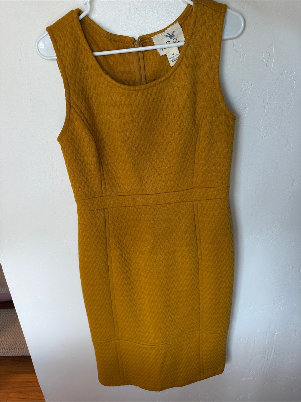 Tabitha Sleeveless Textured Mustard Sheath Dress